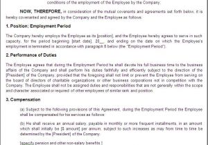 Terms Of Employment Contract Template Free Printable Employment Contract Sample form Generic