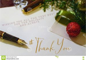 Thank You at Christmas Card Christmas Thank You Card with Hashtag Stock Image Image Of