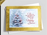 Thank You at Christmas Card Golden Borders with Images Foil Christmas Cards Holiday