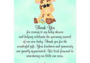 Thank You Baby Card Wording Baby Shower Gender Neutral Giraffe Postcard Baby Shower