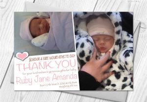Thank You Card Baby Gift Personalised Photo New Baby Birth Announcement Thank You