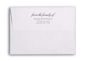 Thank You Card Envelope Size Sympathy Funeral From the Family Of Memorial Envelope