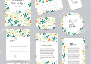 Thank You Card Flower Design Vector Gentle Wedding Cards Template Flower Stock Vector