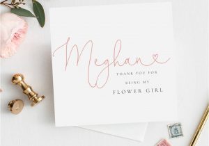 Thank You Card Flower Girl Mock Rose Gold Personalised Maid Of Honour Card