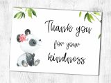 Thank You Card Flower Girl Printable Thank You Card Panda Girl Thank You for Your