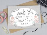 Thank You Card Flower Girl Thank You for Being My Flower Girl Card Personalised