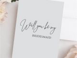 Thank You Card for Bridesmaid Grey Will You Be My Bridesmaid Card