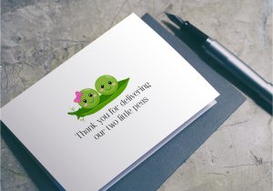 Thank You Card for Ob Gyn Thank You for Delivering Our Two Little Peas Twins Card Card for Ob Gyn Thank You Card for Doctor Card for Midwife Two Peas In A Pod