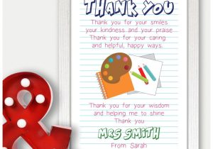 Thank You Card for Teacher From Student Details About Personalised Teacher Thank You Gifts