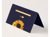 Thank You Card for Wedding Vendors Sunflower Wedding Folded Place Card Navy Blue Zazzle Com