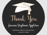 Thank You Card Graduation Party Black Gold Graduation Thank You Classic Round Sticker