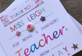 Thank You Card Ideas for Teachers Thank You Personalised Teacher Card Special Teacher Card