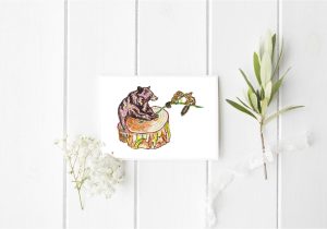 Thank You Card Paper Weight Bear and Squirrels Card Bear Card Thank You Card Blank