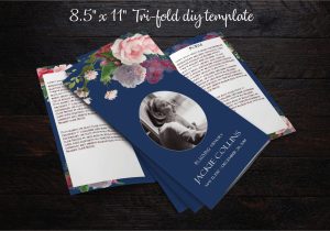 Thank You Card Template 8.5 X 11 Printable 8 5×11 Tri Fold Memorial Program Printable