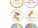 Thank You Card Unicorn theme Qmz 72pcs Magical Unicorn Thank You Stickers for Kids Birthday Baby Shower theme Party Favors Decoration Supplies 72 Pcs