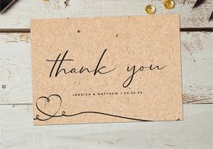 Thank You Card Wedding Wording Kraft Ink Thank You Cards Recycled Thank You Thank You