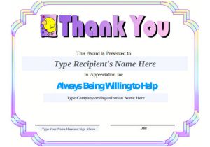 Thank You Certificate Templates for Word Sample Thank You Certificate Template 10 Documents