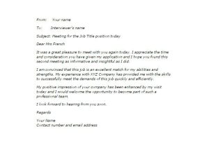 Thank You Email after Job Interview Template Thank You Email after Second Interview 5 Free Sample