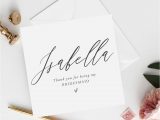 Thank You for Being My Bridesmaid Card Personalised Modern Bridesmaid Card Gold Effect