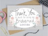 Thank You for Being My Bridesmaid Card Thank You for Being My Bridesmaid Card