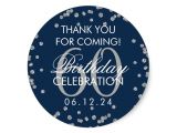 Thank You for Coming Card Silver Navy Blue 60th Birthday Thank You Confetti Classic