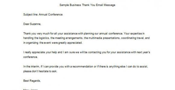 Thank You for Your Business Email Template Sample Business Thank You Letter 11 Free Sample