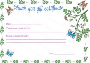 Thank You Gift Certificate Template Flying butterflies Gift Certificate Template