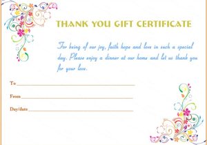 Thank You Gift Certificate Template Gift Certificate Templates