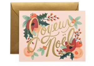 Thank You Holiday Card Messages Joyeux Noel Card Set Printed Holiday Cards Holiday Card