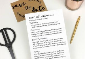 Thank You Maid Of Honour Card Funny Maid Of Honour Definitions A5 Card