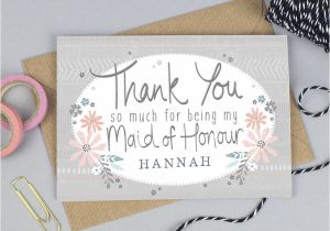 Thank You Maid Of Honour Card Thank You for Being My Maid Of Honour Card