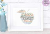 Thank You Note for Amazon Gift Card Personalised Word Art Print Apple Teacher Thank You School