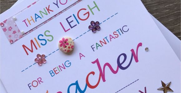 Thank You Teacher Card Handmade Thank You Personalised Teacher Card Special Teacher Card