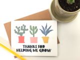 Thank You Teacher Card Handmade Thanks for Helping Me Grow End Of Year Teacher Appreciation