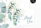Thank You Wedding Card Template Editable File Greenery Thank You Card Green Foliage Bridal
