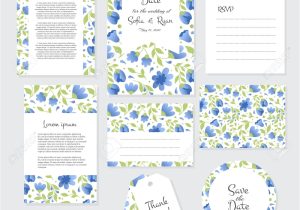 Thank You Wedding Card Template Vector Gentle Wedding Cards Template with Flower Design Invitation