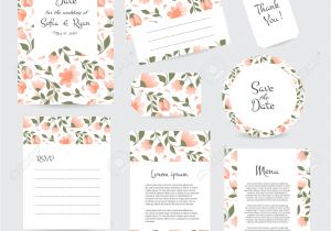 Thank You Wedding Card Template Vector Gentle Wedding Cards Template with Flower Design Invitation