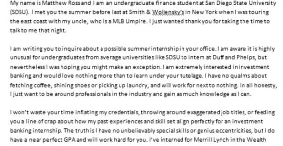 The Best Cover Letter Ever Written is This the Best Cover Letter Ever Written why Wall St