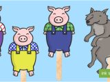 The Three Little Pigs Puppet Templates the 3 Little Pigs Stick Puppets 3 Little Pigs Stick Puppets