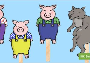 The Three Little Pigs Puppet Templates the 3 Little Pigs Stick Puppets 3 Little Pigs Stick Puppets