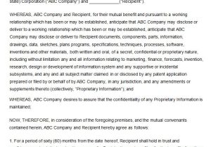 Third Party Contract Template Confidentiality Agreement Template 15 Free Word