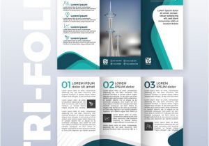 Three Page Brochure Template Business Tri Fold Brochure Template Design with Turquoise