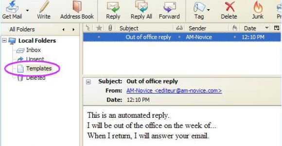 Thunderbird Email Template Out Of Office Reply with Thunderbird