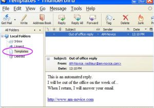 Thunderbird Email Templates Out Of Office Reply with Thunderbird