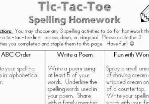 Tic Tac toe Homework Template Classroom Freebies too Spelling Homework Freebie