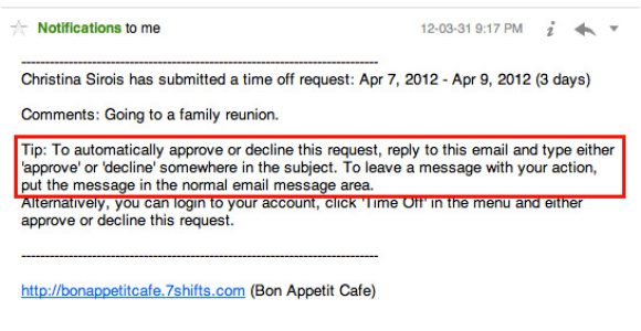 Time Off Email Template Approve Requests From Your Email 7shifts