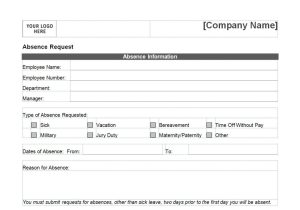 Time Off Request Email Template Time Off Request form Template Microsoft Charlotte