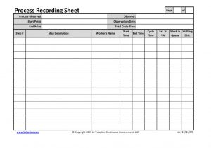 Time Recording Template Office Process Recording Sheet