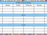 Timetable Templates for Teachers Printable Weekly Class Schedule Template