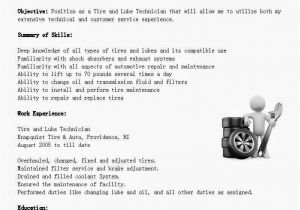 Tire Technician Resume Sample Resume Samples Tire and Lube Technician Resume Sample